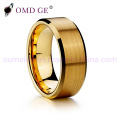 Simple Design Tungsten Steel High Polished Gold Plated Ring